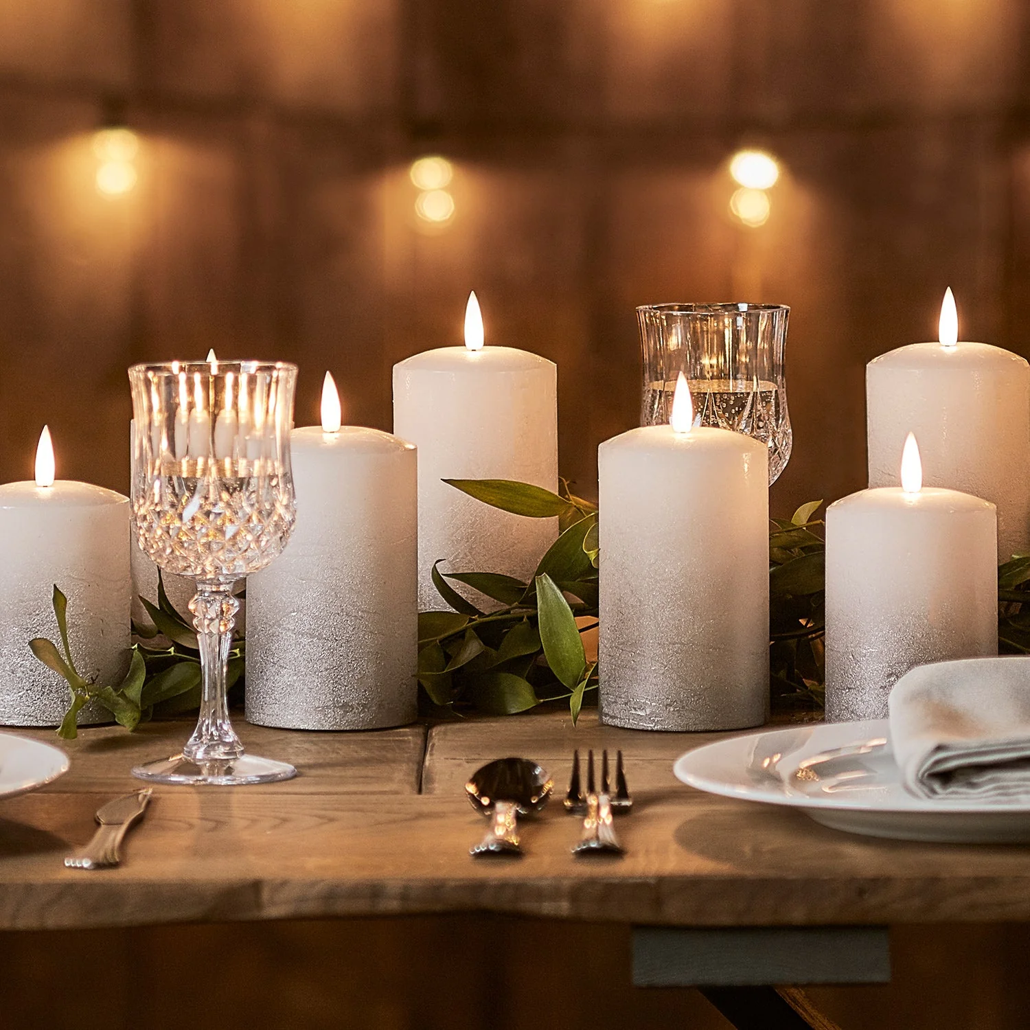 TruGlow® Grey Ombre LED Pillar Candle Trio - Image 3