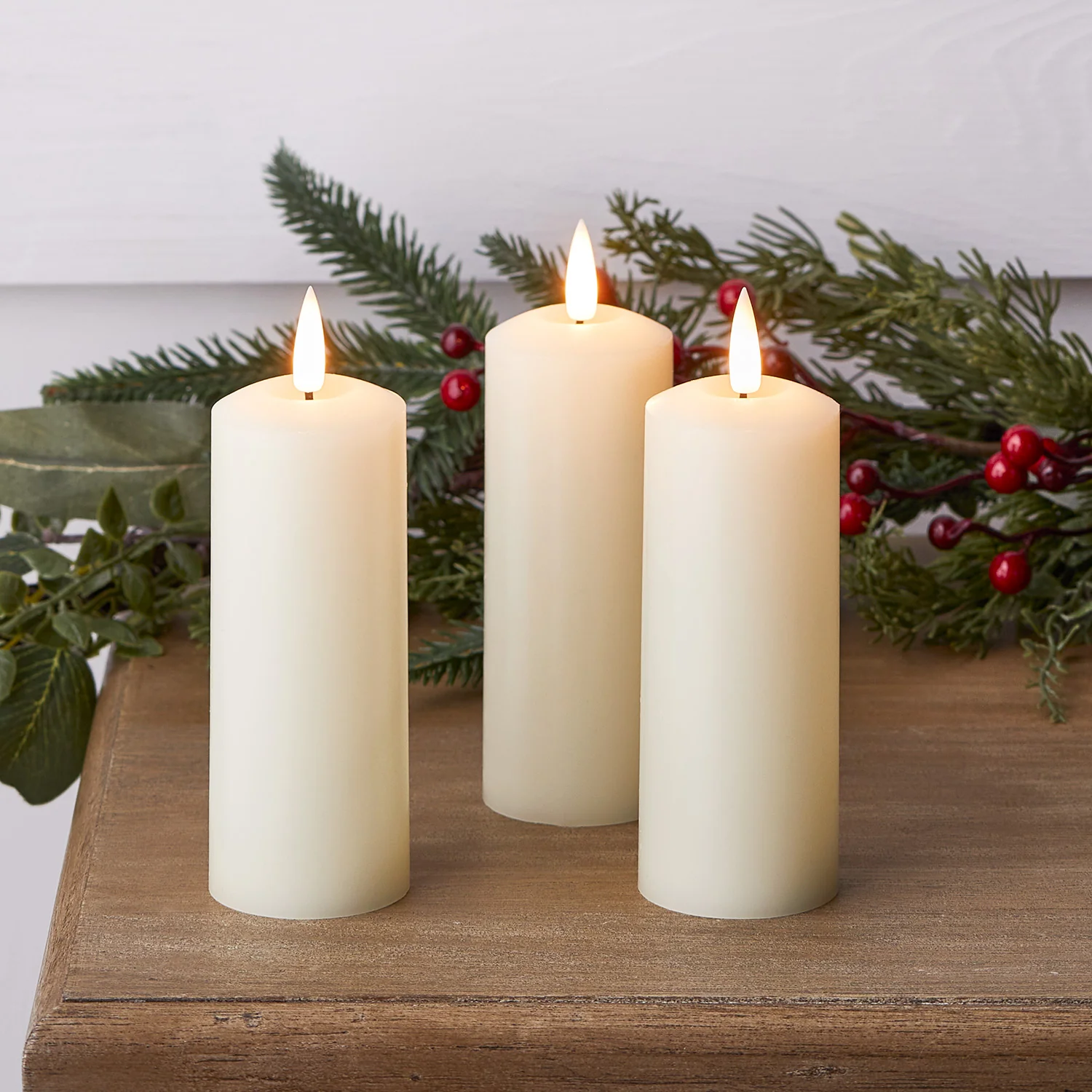TruGlow® Ivory LED Slim Pillar Candle Trio With Remote Control - Image 4