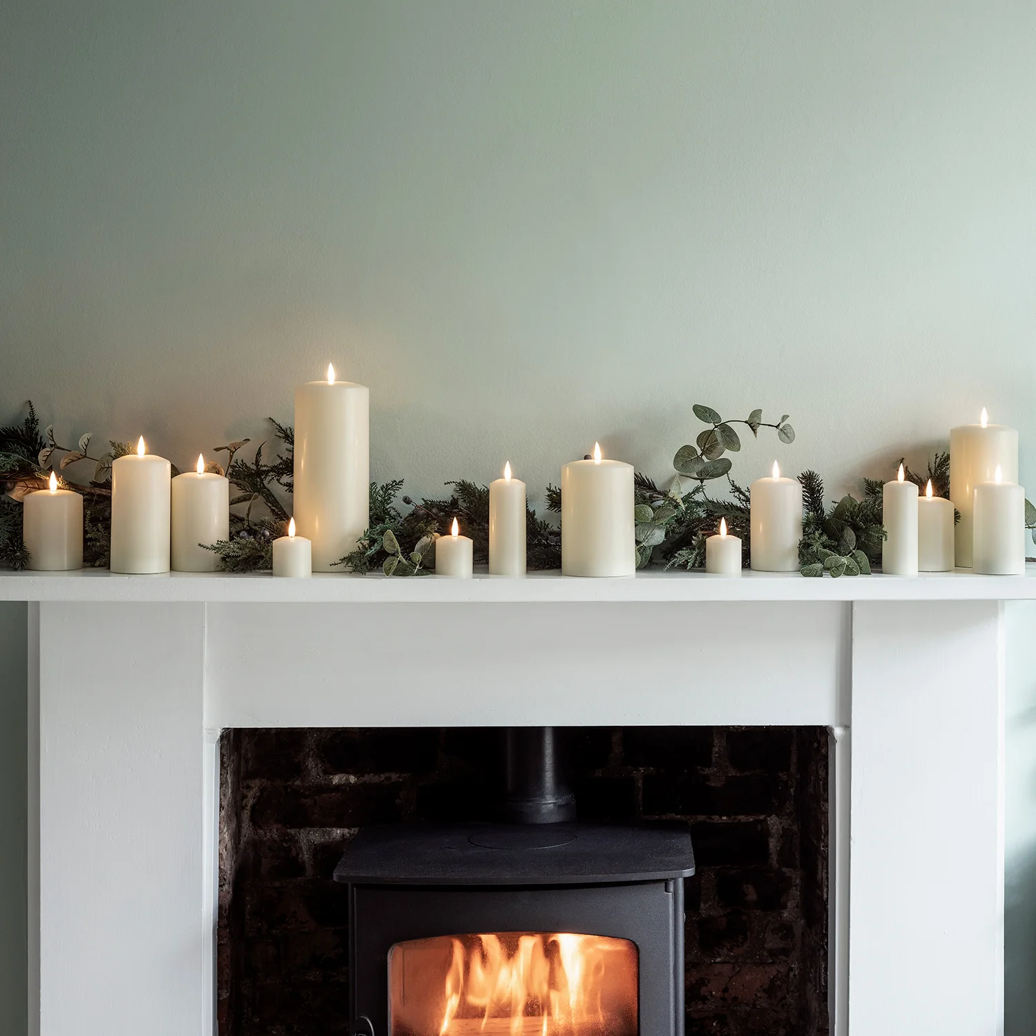 TruGlow® Ivory LED Slim Pillar Candle Trio With Remote Control - Image 5