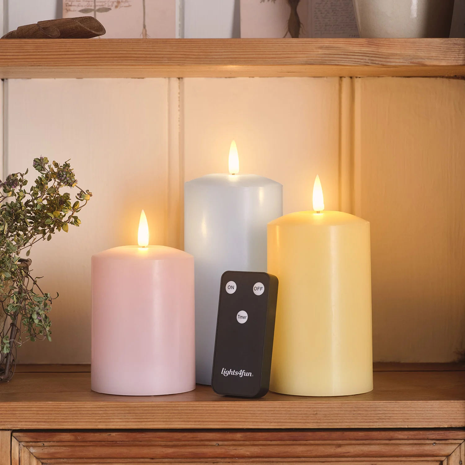 TruGlow® Pastel LED Pillar Candle Trio - Image 3