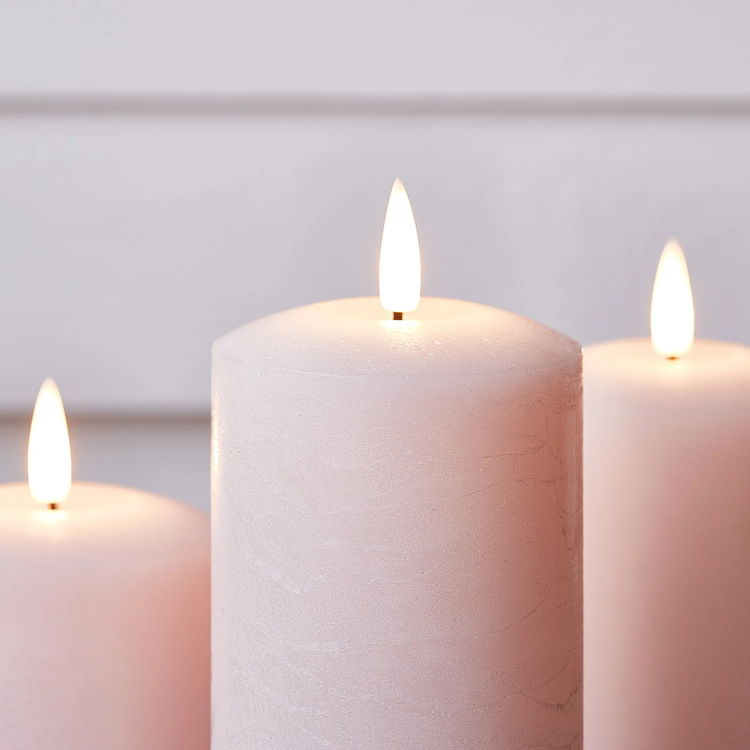 TruGlow® Pastel Pink LED Pillar Candle Trio with Remote Control - Image 3