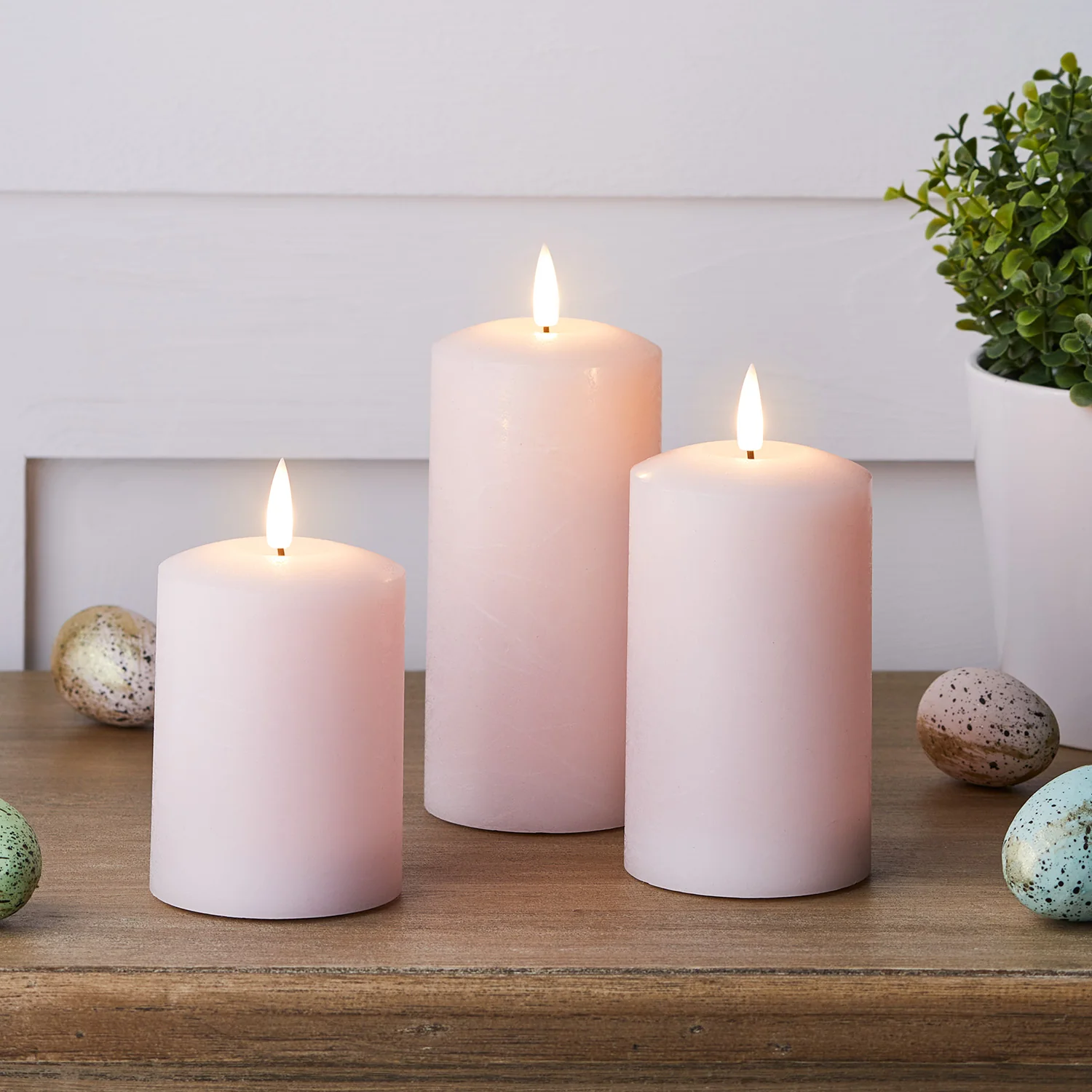 TruGlow® Pastel Pink LED Pillar Candle Trio with Remote Control - Image 4