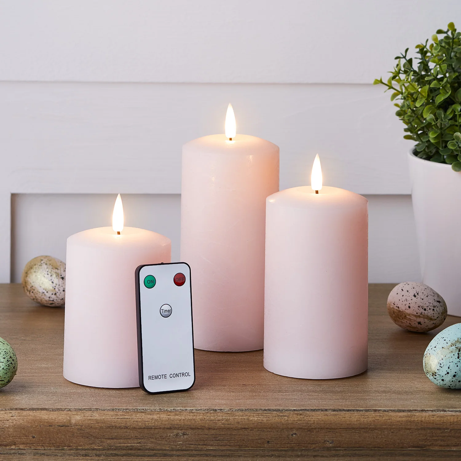 TruGlow® Pastel Pink LED Pillar Candle Trio with Remote Control - Image 7