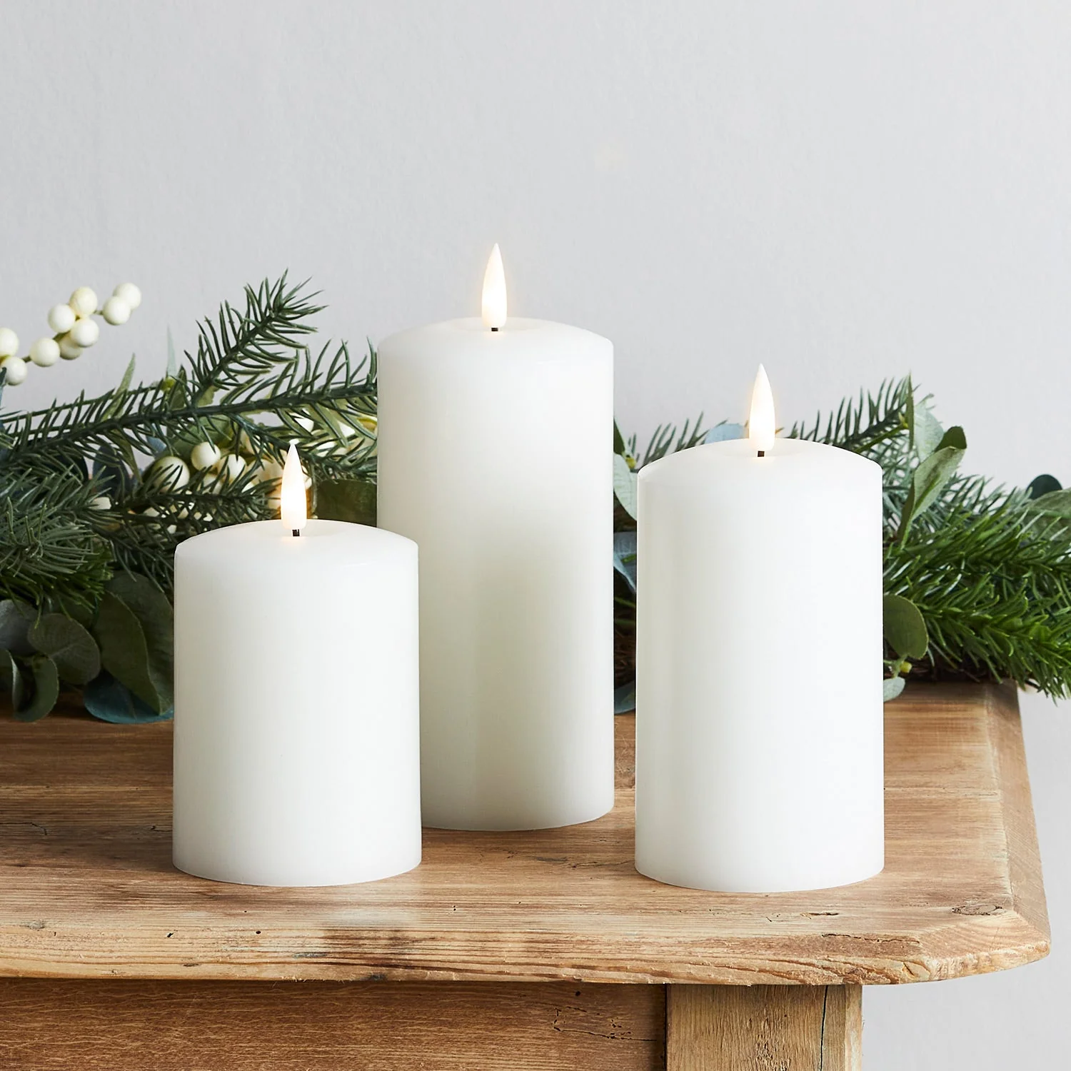 TruGlow® White LED Pillar Candle Trio with Remote Control - Image 11