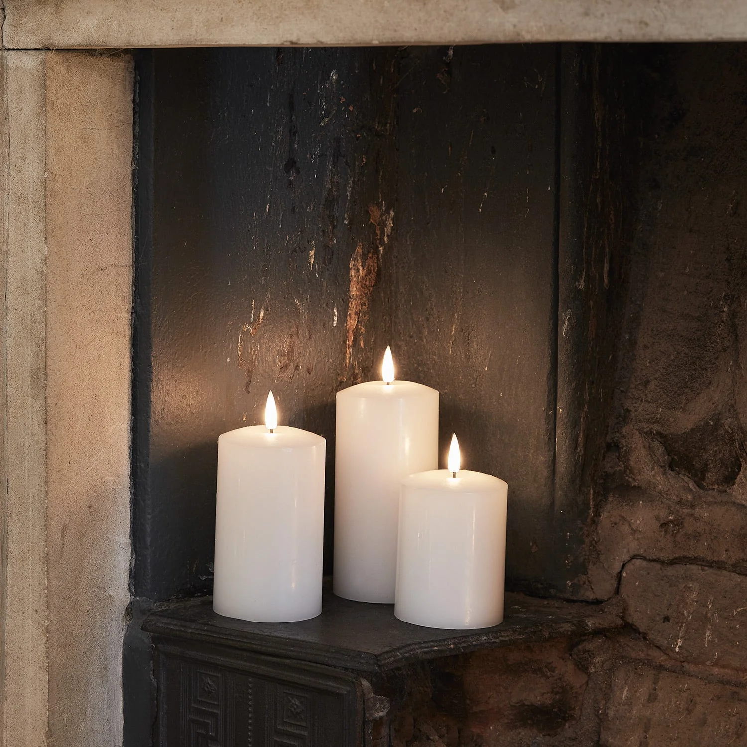 TruGlow® White LED Pillar Candle Trio with Remote Control - Image 5