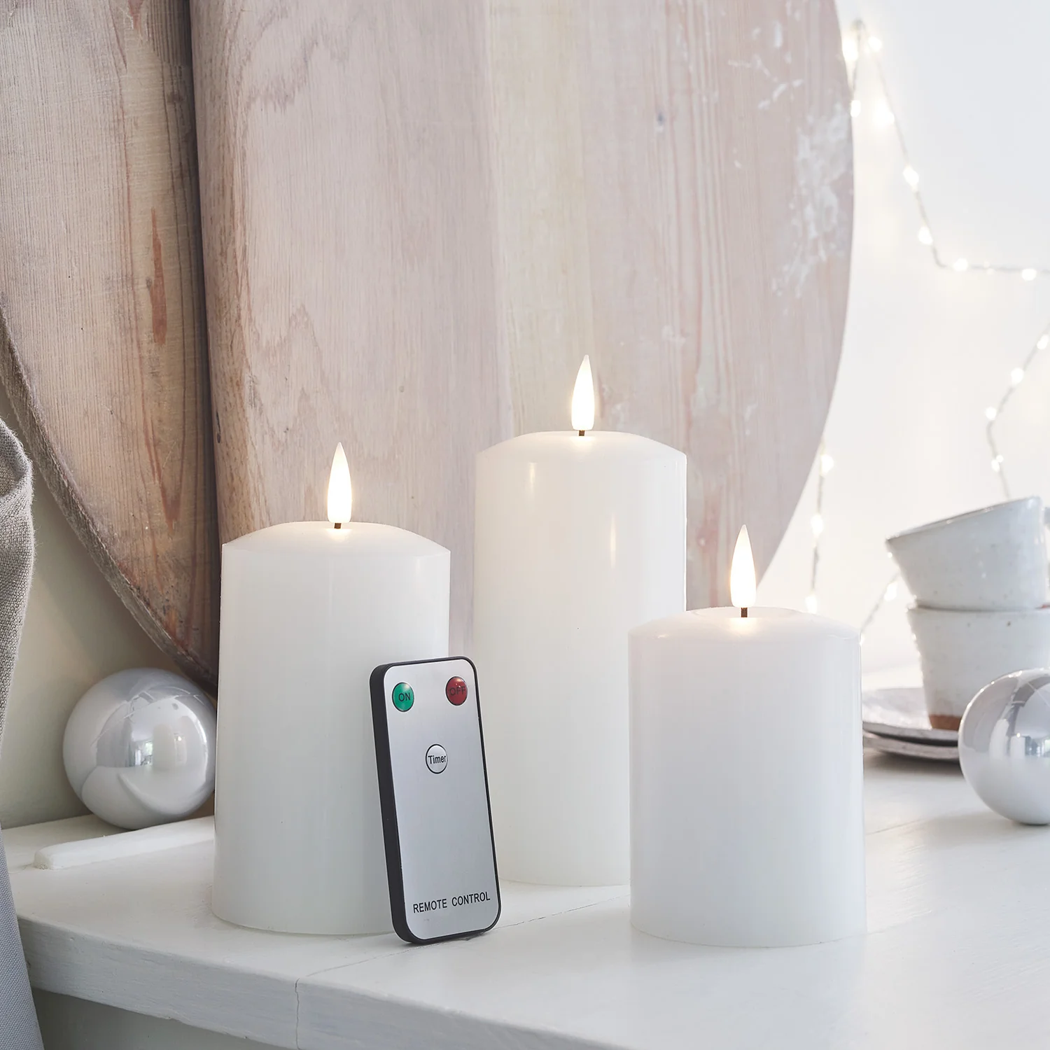 TruGlow® White LED Pillar Candle Trio with Remote Control - Image 7