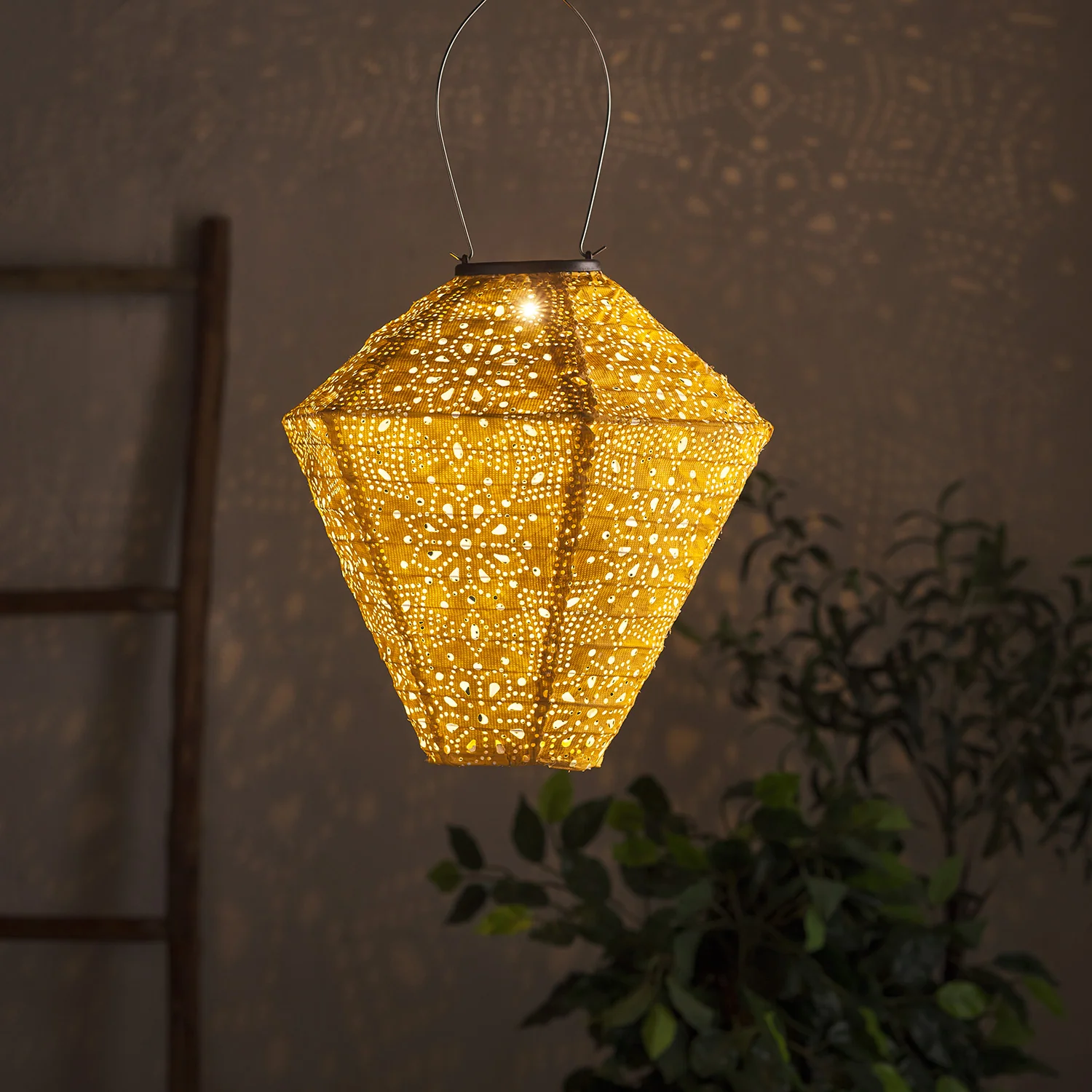 Set of 5 Tyvek Moroccan Hanging Solar Lanterns - Image 3
