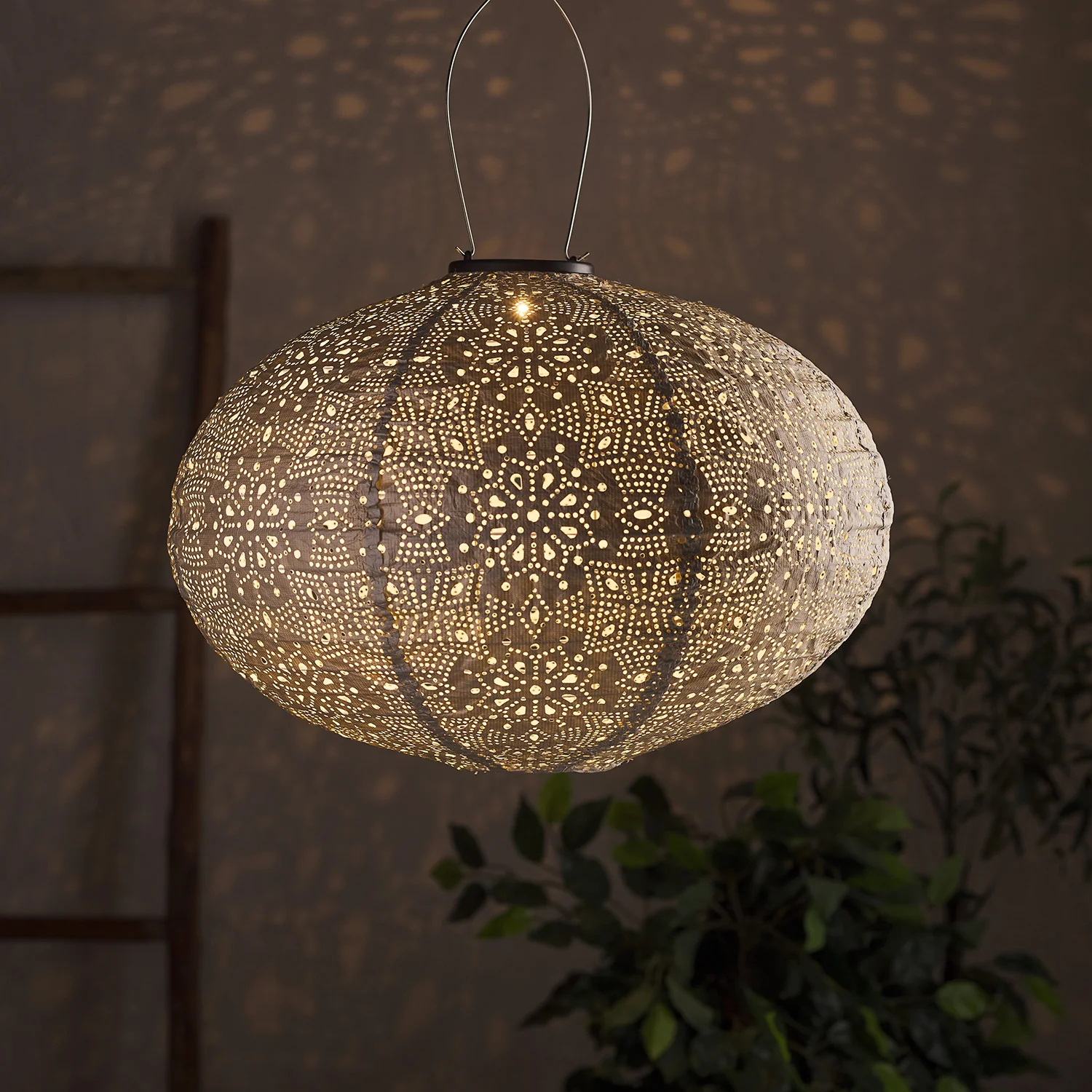 Set of 5 Tyvek Moroccan Hanging Solar Lanterns - Image 4