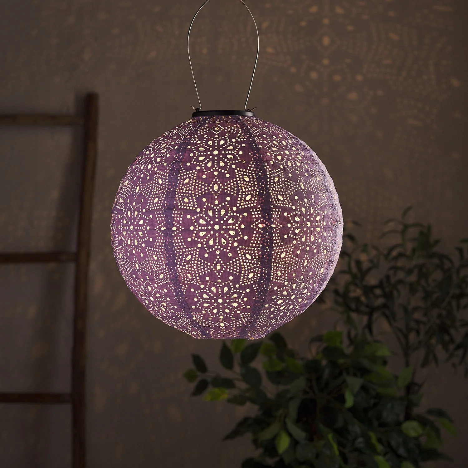 Tyvek Purple Moroccan Hanging Solar Lantern - Image 3
