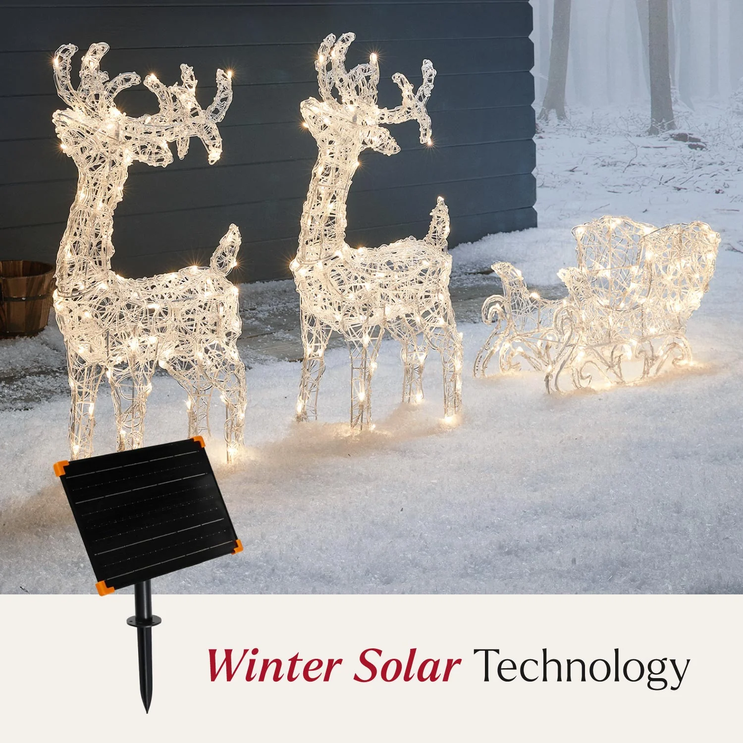 Solar Powered Swinsty Dual Colour LED Light Up Reindeer & Sleigh Christmas Figure - Image 2
