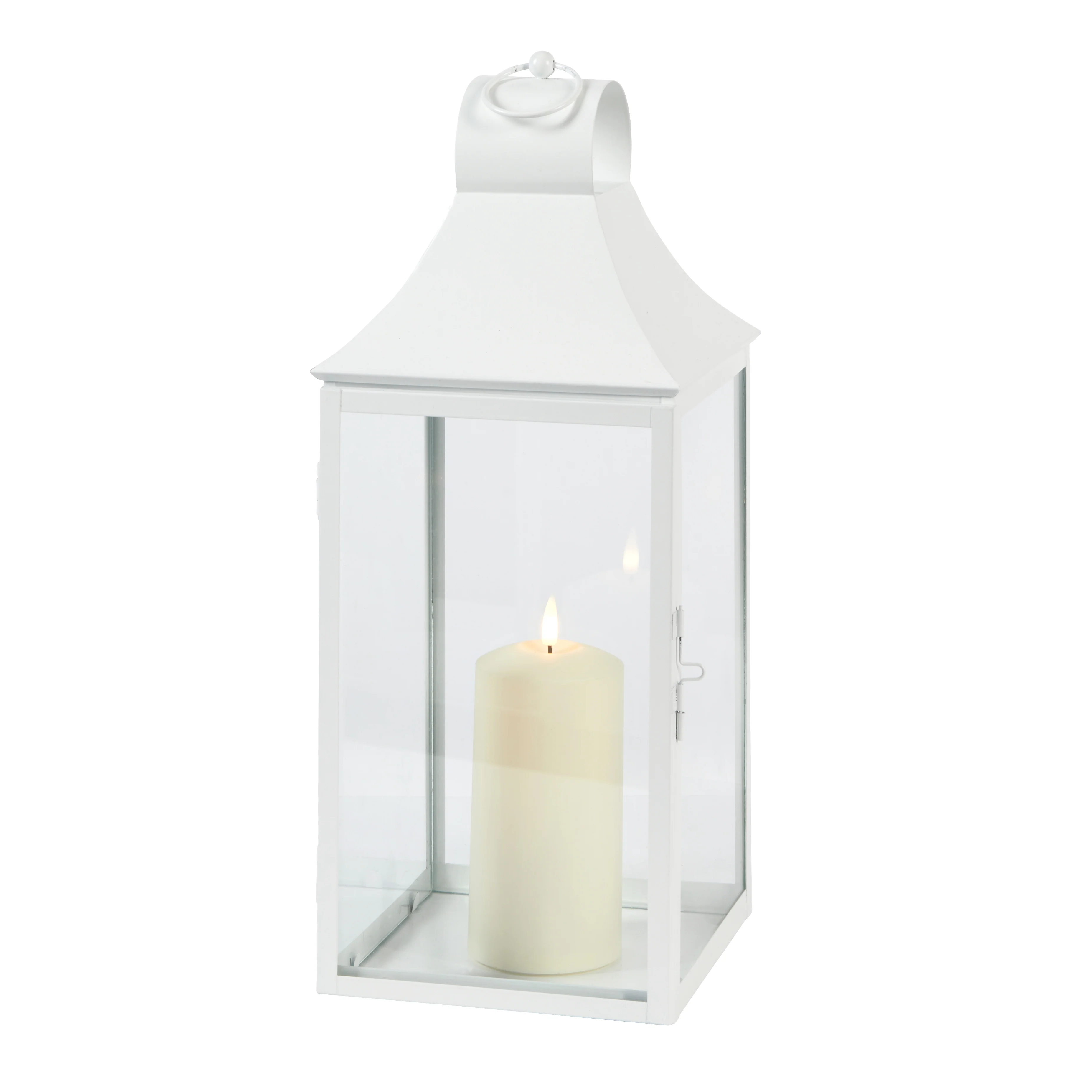 45cm Albury White Garden Lantern with TruGlow® Candle - Image 3
