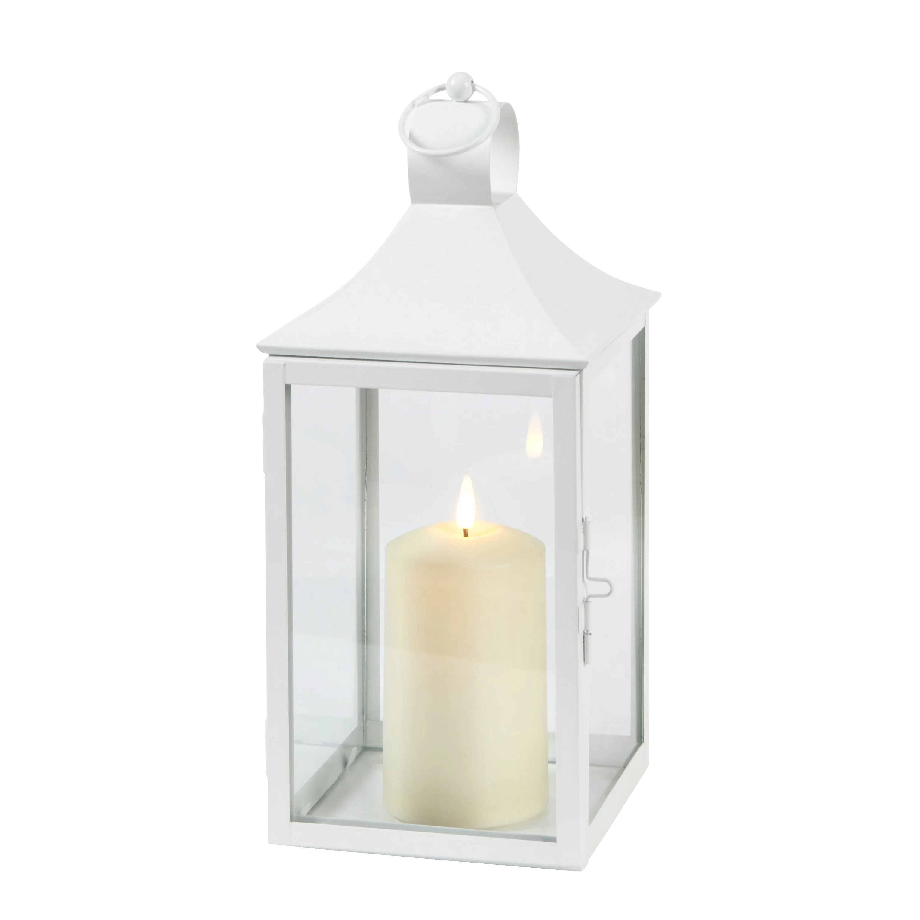 34cm Albury White Garden Lantern with TruGlow® Candle - Image 5
