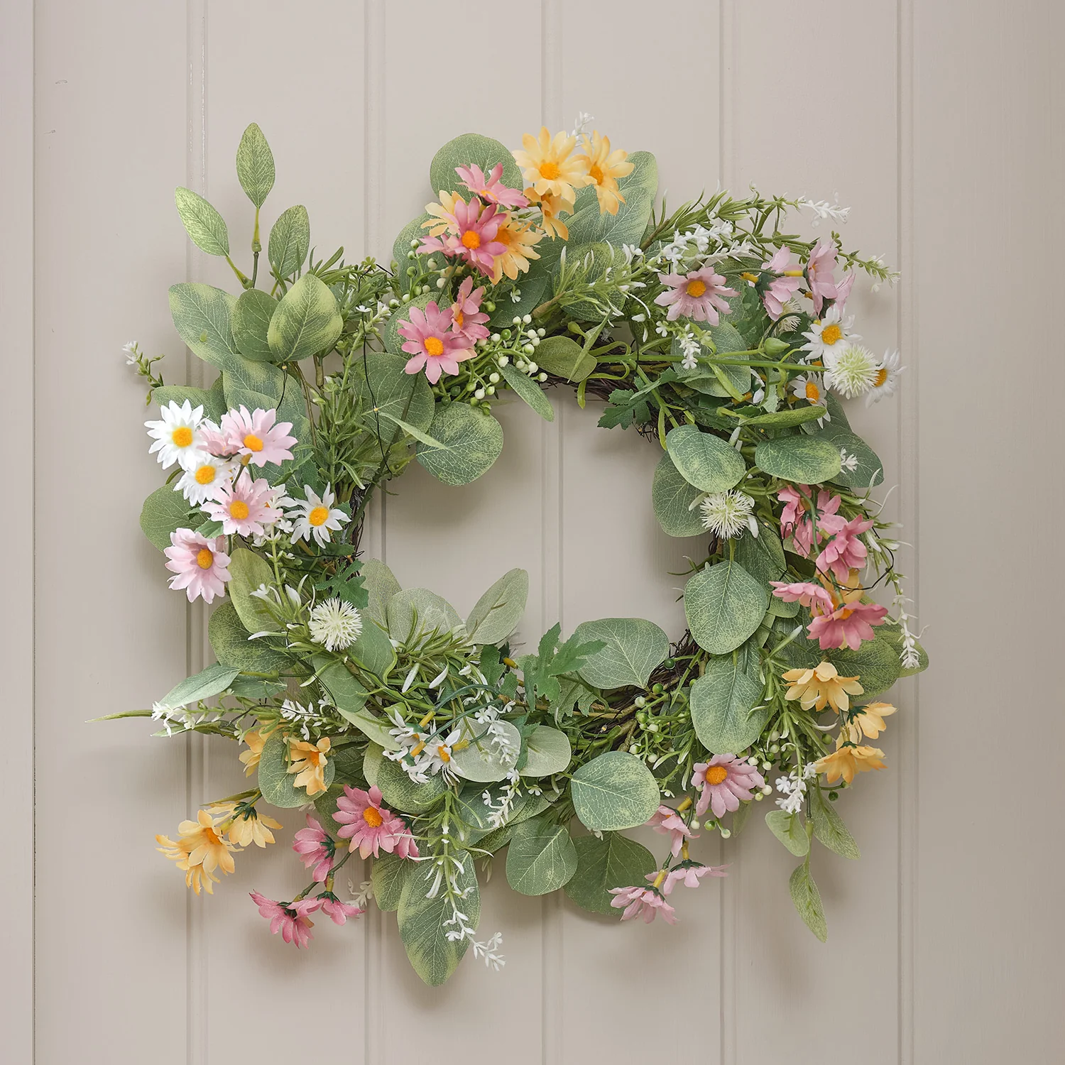 40cm Pre Lit Wilderness Daisy Wreath - Image 2
