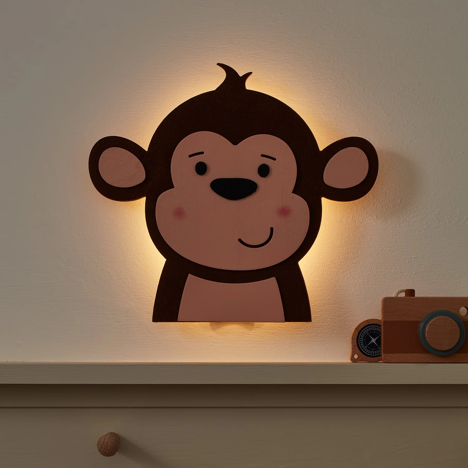 Wooden Children’s Monkey Wall Light - Image 3